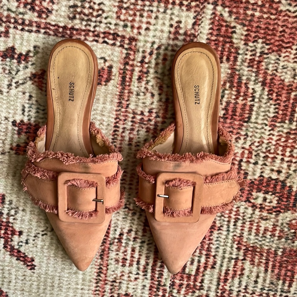 Schutz Pink Flat Mules